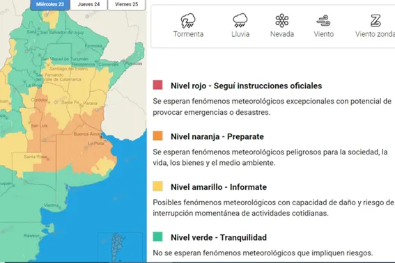 Provincias en alerta por tormentas. SMN