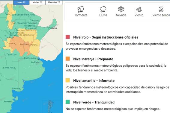 Alerta por tormentas. SMN