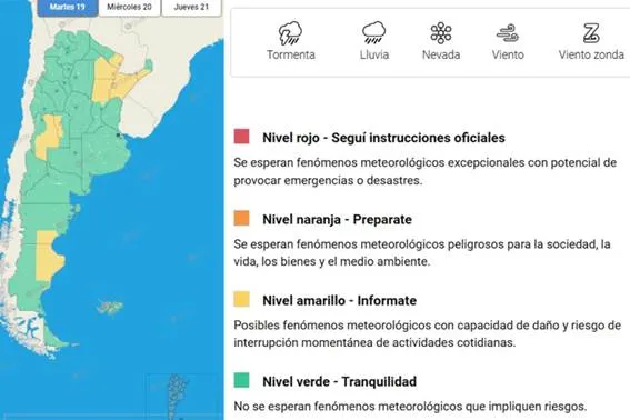 La zona con mayor probabilidad de tormentas. SMN