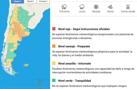 Provincias en alerta por tormentas y lluvias. SMN