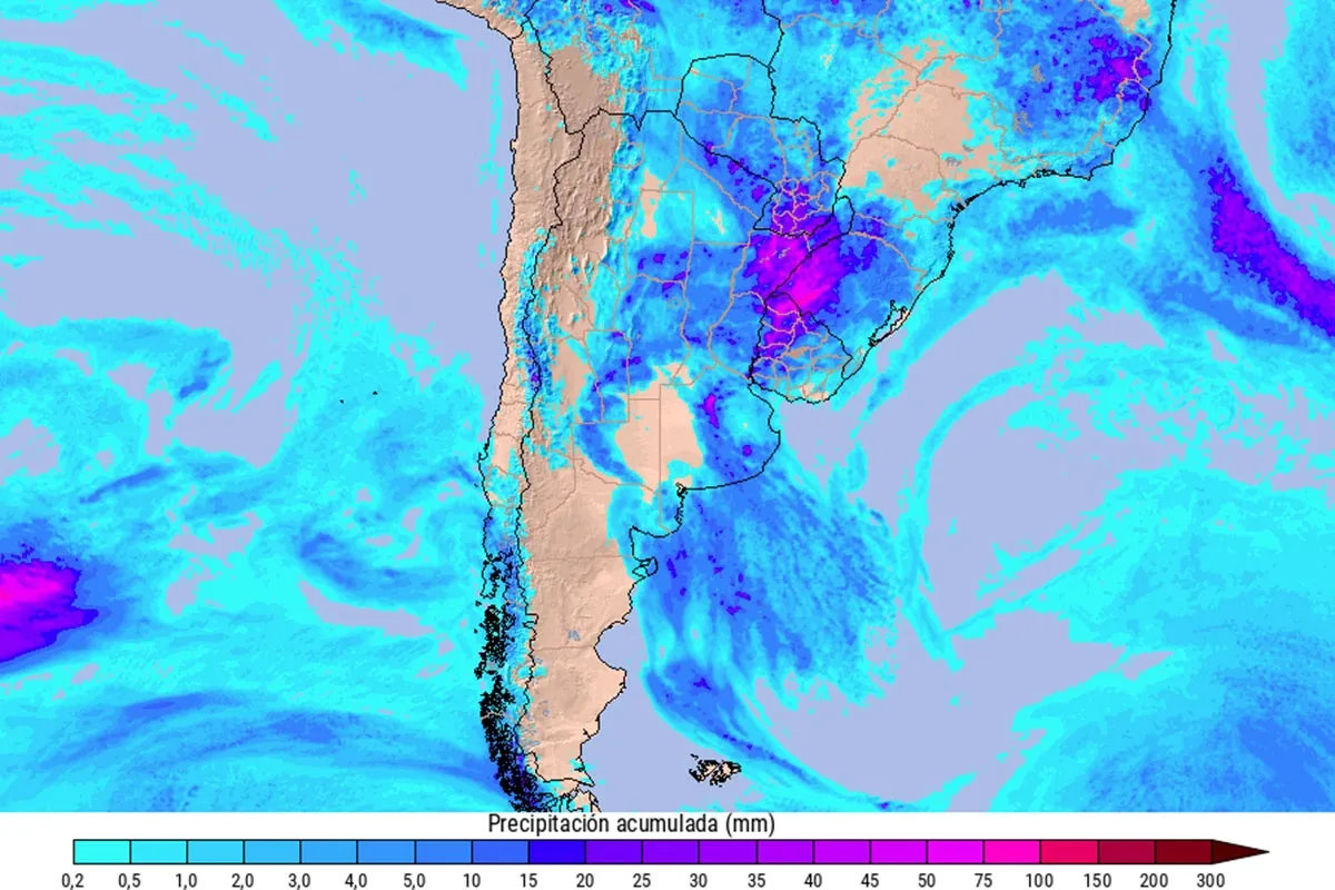 Lluvias que se acumularían hasta el viernes Foto: Meteored