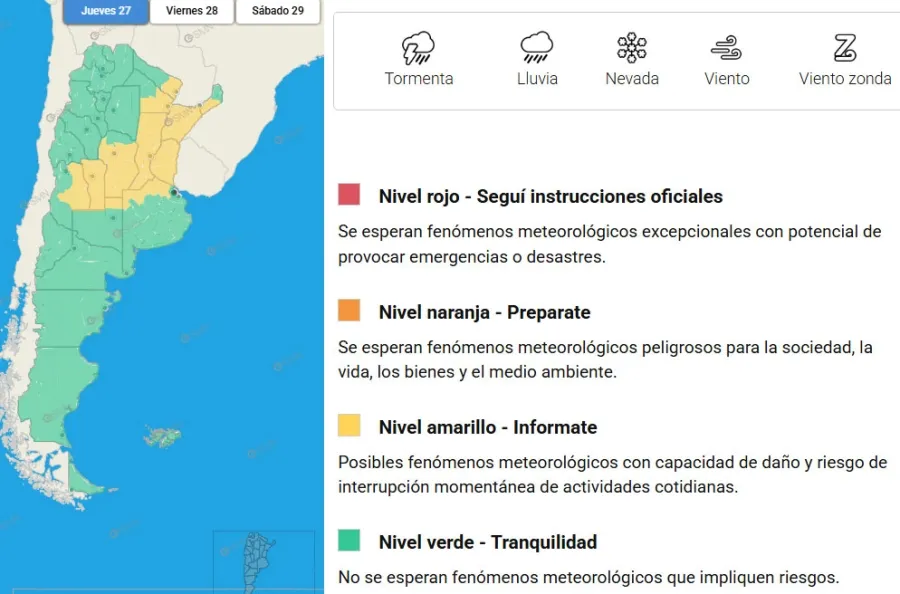 Alerta por tormentas. SMN