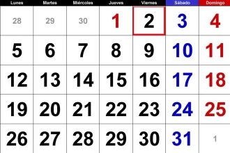 Feriado el 1 de mayo y no laborable el 2 Foto: Calendarpedia