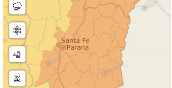 Emitieron alerta naranja por lluvia y tormentas para este martes