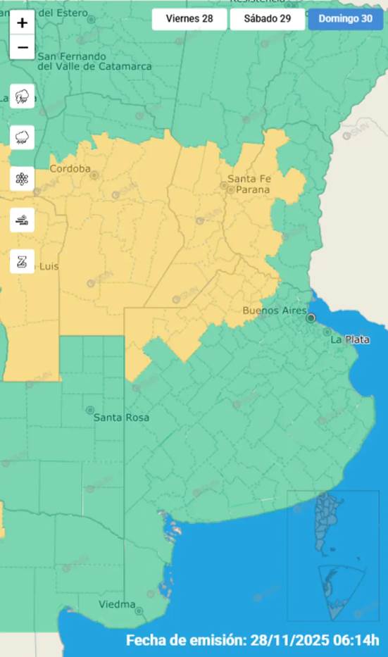 Alerta para el domingo